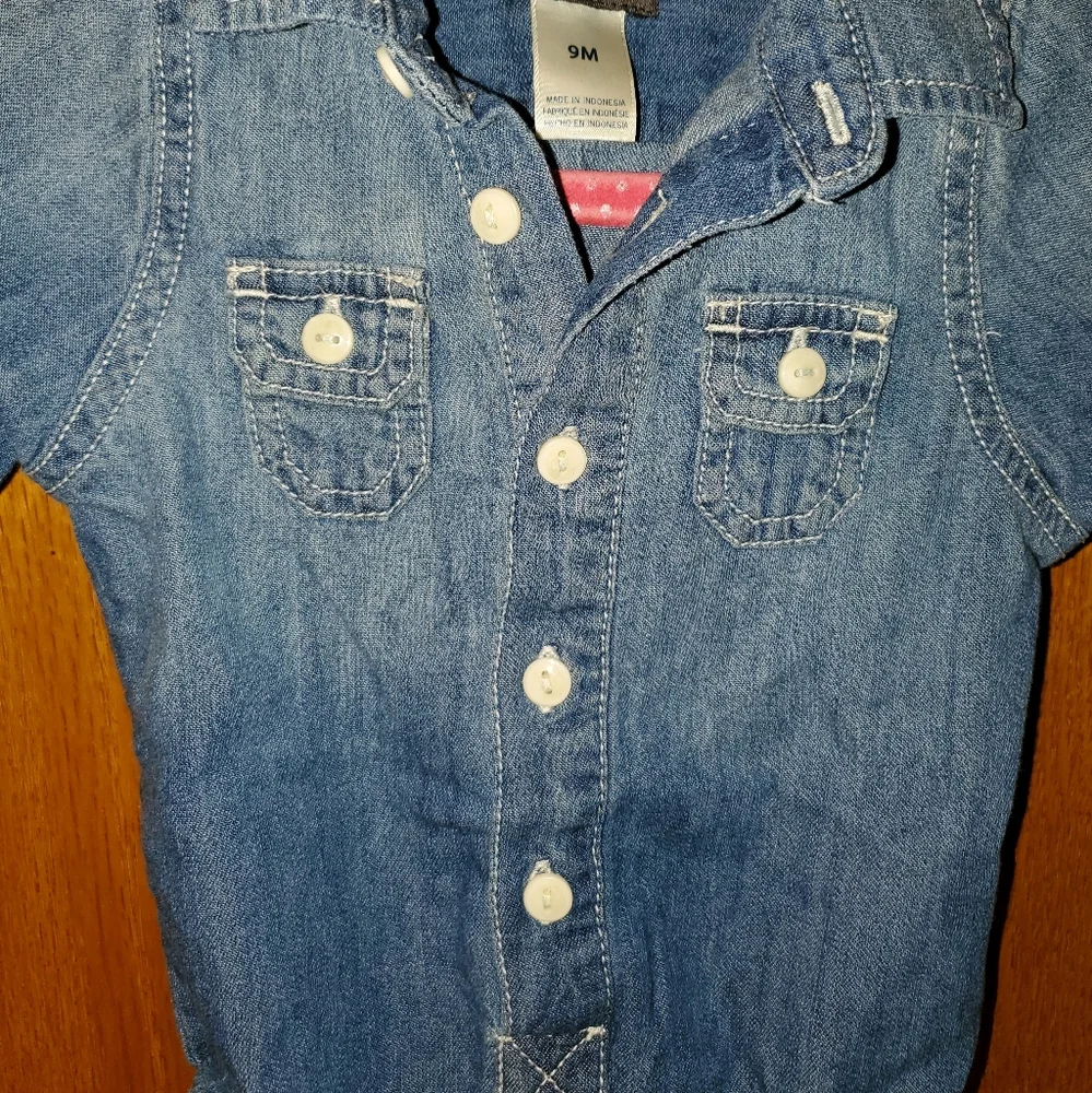 5 for $25 | OshKosh B'gosh Denim Chambray Button Up Long Sleeve Bodysuit
